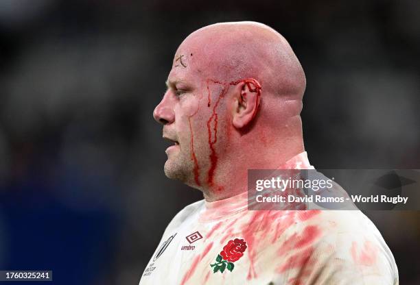 Dan Cole of England looks on during the Rugby World Cup France 2023 Bronze Final match between Argentina and England at Stade de France on October...