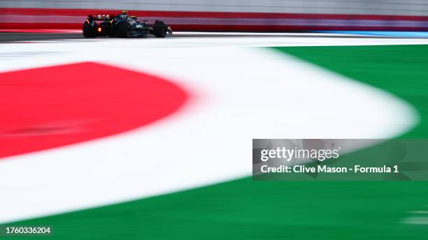 Lewis Hamilton of Great Britain driving the Mercedes AMG Petronas F1 Team W14 on track during practice ahead of the F1 Grand Prix of Mexico at...