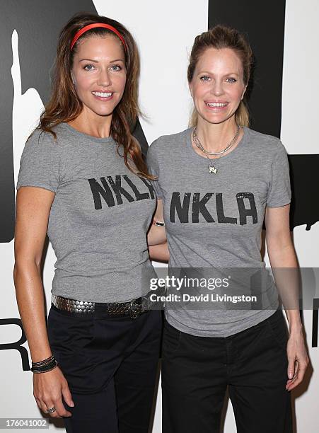 Actresses Tricia Helfer and Kristin Bauer van Straten attend the NKLA Pet Adoption Center ribbon cutting and celebrity/donor brunch at the NKLA Pet...