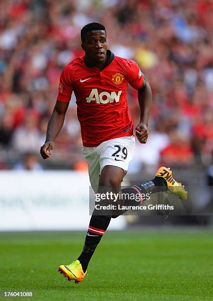 Wilfried Zaha of Manchester United runs for the ball during the FA Community Shield match between Manchester United and Wigan Athletic at Wembley...