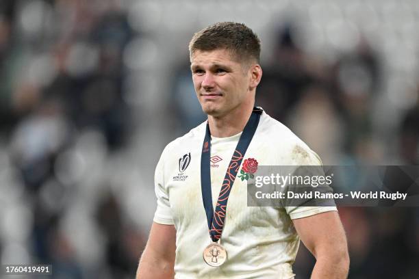 Owen Farrell of England looks on at full-time following their team's victory in the Rugby World Cup France 2023 Bronze Final match between Argentina...