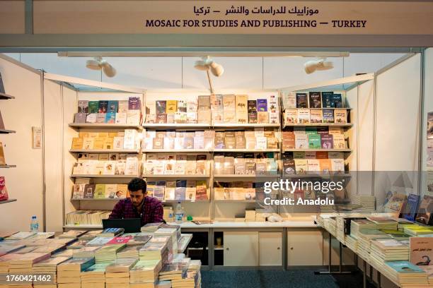 View of a publisher stand during the Sharjah International Book Fair at Sharjah Expo Center in Sharjah, United Arab Emirates on November 2, 2023.