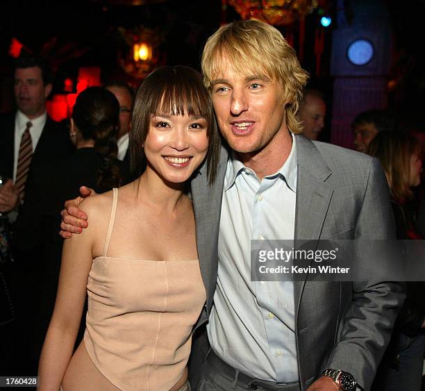 Actress Fann Wong and actor Owen Wilson attend the post-premiere party for "Shanghai Knights" at The Highlands on February 3, 2003 in Los Angeles,...