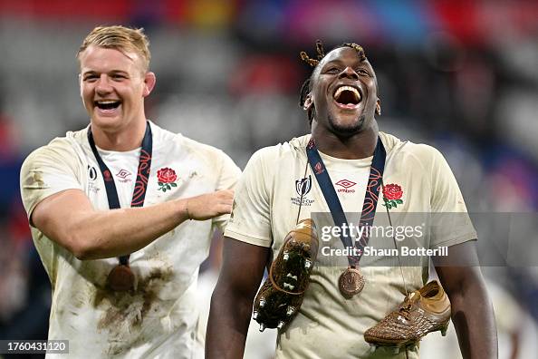 David Ribbans David Ribbans and Maro Itoje of England celebrate with their bronze ...