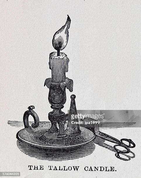 19th century illustration tallow candle - candle stock illustrations