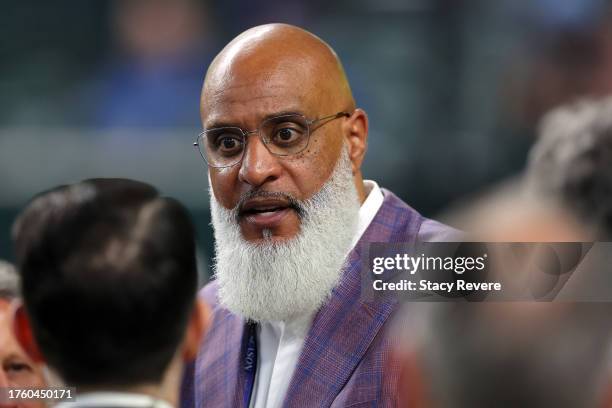 Tony Clark, Executive Director of MLB Players Association, looks on prior to Game One of the World Series between the Arizona Diamondbacks and the...