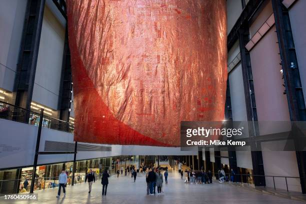 Interior view of the Turbine Hall at Tate Modern gallery of contemporary art where the latest in the series of Hyundai Commission: Behind the Red...