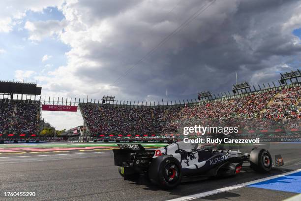 Yuki Tsunoda of Japan driving the Scuderia AlphaTauri AT04 on track during practice ahead of the F1 Grand Prix of Mexico at Autodromo Hermanos...