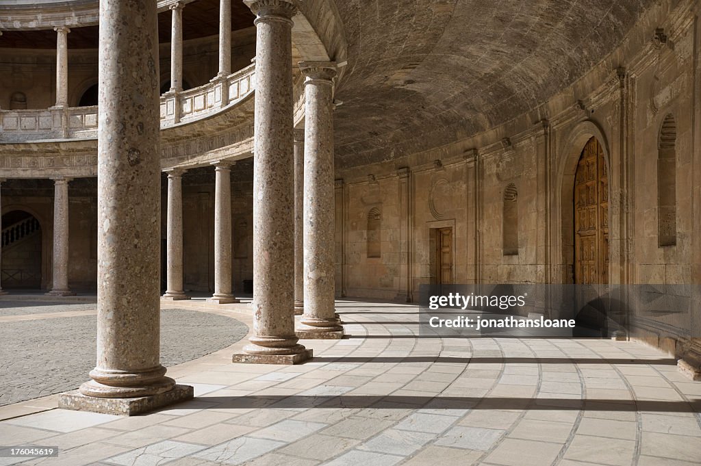 Architectural photo showing Alhambra Columns, Granada, Spain