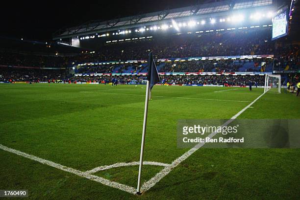 General view of the newly laid pitch at Stamford Bridge during the FA Barclaycard Premiership match between Chelsea and Leeds United held on January...