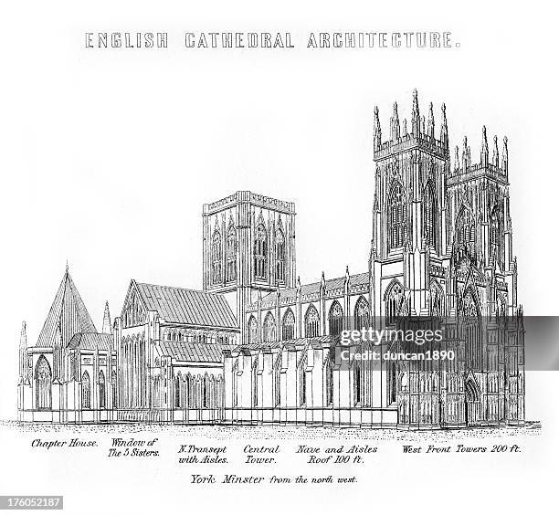ilustrações de stock, clip art, desenhos animados e ícones de catedral york minster - gothic style