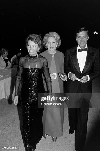 Berthe Jourdan, Mary Benny, and Louis Jourdan attend an event at the Norton Simon Museum in Pasadena, California, on November 15, 1979.