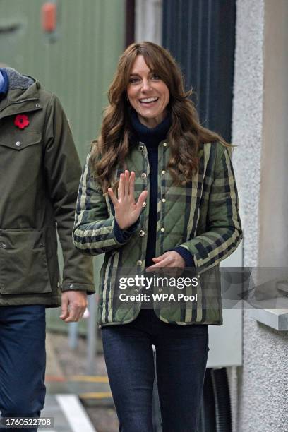 Catherine, Princess of Wales, known as the Duchess of Rothesay when in Scotland, waves as she visits DAY1, a Highland based charity in Inverness,...