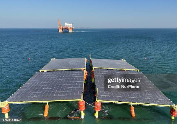 Semi-submersible offshore floating photovoltaic power generation platform and ''Mirage'' offshore photovoltaic demonstration base for performance...