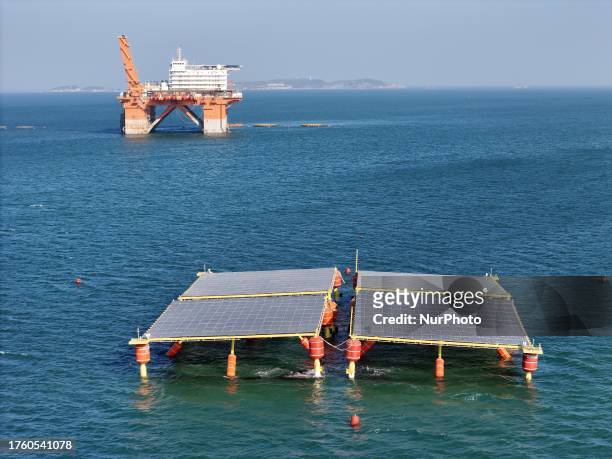Semi-submersible offshore floating photovoltaic power generation platform and ''Mirage'' offshore photovoltaic demonstration base for performance...