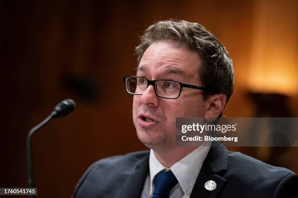 Jeff Rezmovic, chief financial officer of the Department of Homeland Security nominee for US President Joe Biden, speaks during a Senate Homeland...