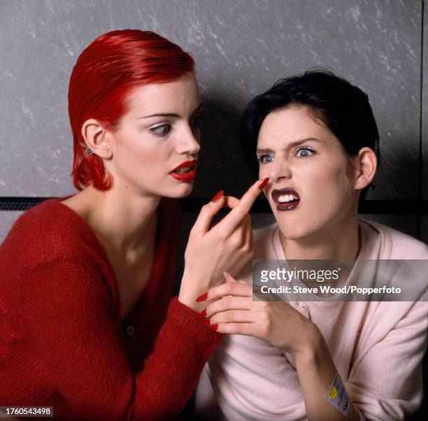 Supermodels Sibyl Buck and Stella Tennant pose together backstage at the Chanel Autumn-Winter fashion show in Paris, France, on 20th March, 1995.
