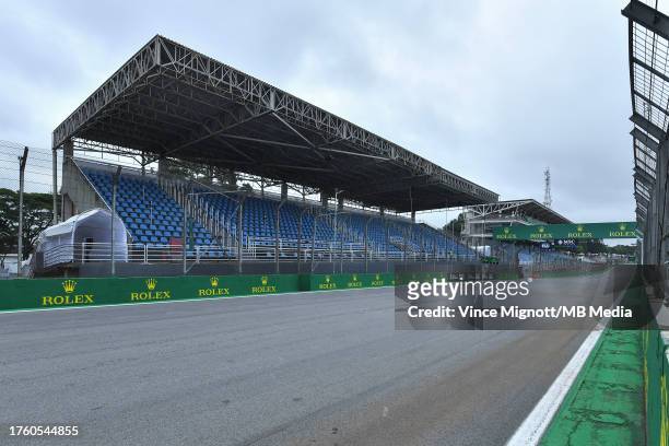 General view of the pit straight during previews ahead of the F1 Grand Prix of Brazil at Autodromo Jose Carlos Pace on November 2, 2023 in Sao Paulo,...