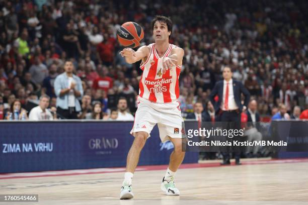 Milos Teodosic of Crvena Zvezda Meridianbet Belgrade in action during the 2023/2024 Turkish Airlines EuroLeague, Round 6 match between Crvena Zvezda...