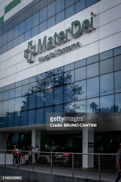 Facade of Mater Dei hospital, where Brazilian forward Neymar underwent surgery, in Belo Horizonte, Brazil on November 2, 2023. Neymar underwent...