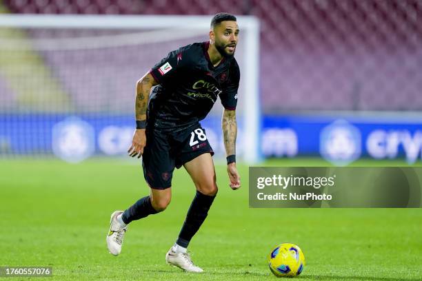 Dylan Bronn of US Salernitana during the Coppa Italia round of 32 match between US Salernitana and UC Sampdoria at Stadio Arechi on October 31, 2023...