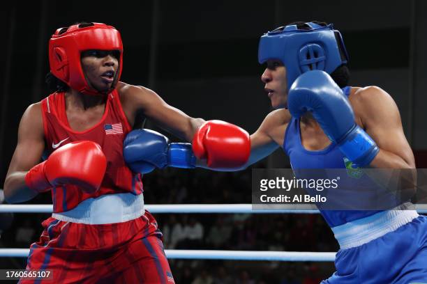 Barbara Maria Dos Santos of Team Brazil defeats Morelle Mccane of Team United States on Boxing - Women’s 66kg gold medal bout at Centro de...