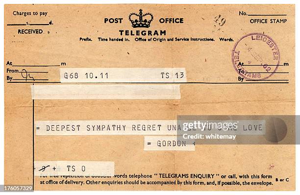 freundliche british telegramm 1962 - telegramm stock-fotos und bilder