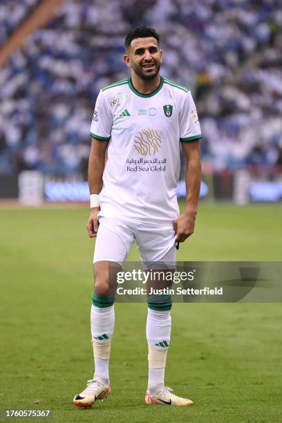 Riyad Mahrez of Al Ahli during the Saudi Pro League match between Al Hilal and Al Ahli at the King Fahd International Stadium on October 27, 2023 in...