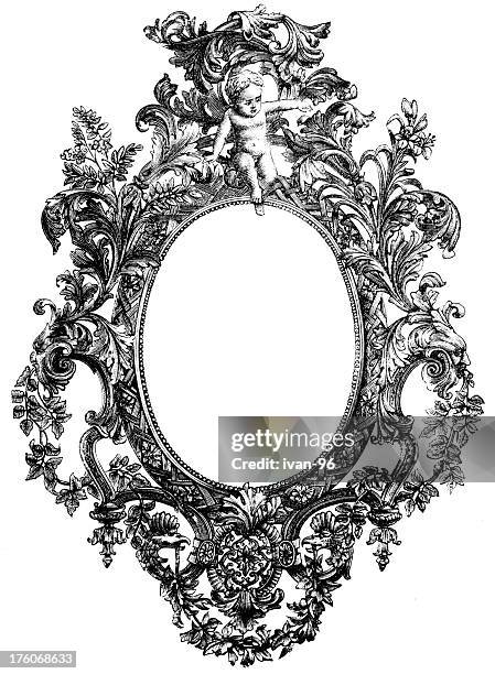 mirror frame - empire style furniture stock illustrations