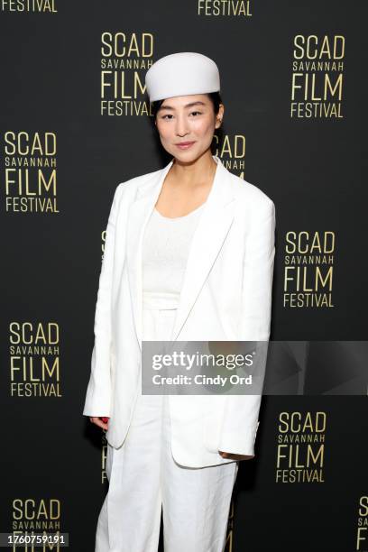 Greta Lee attends the Spotlight Award Presentation during the 26th SCAD Savannah Film Festival at Lucas Theatre for the Arts on October 27, 2023 in...