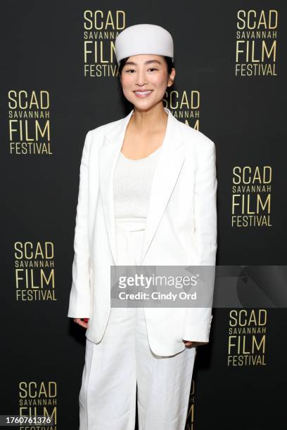 Greta Lee attends the Spotlight Award Presentation during the 26th SCAD Savannah Film Festival at Lucas Theatre for the Arts on October 27, 2023 in...