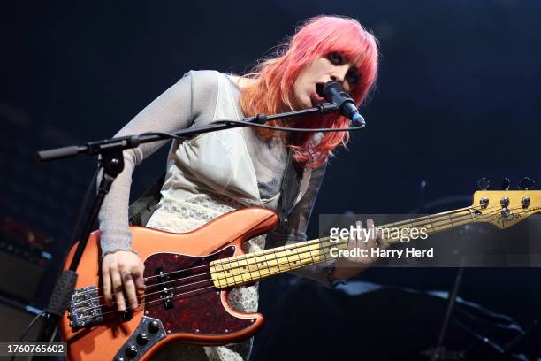 Lola Sam of Hot Wax performs at Portsmouth Guildhall on October 27, 2023 in Portsmouth, England.