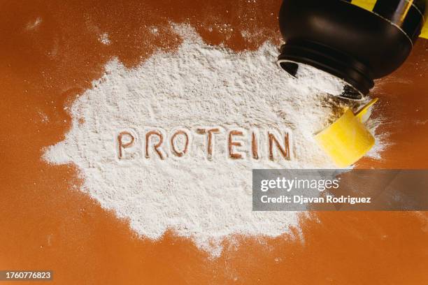 protein powder. wellness concept. - proteína fotografías e imágenes de stock
