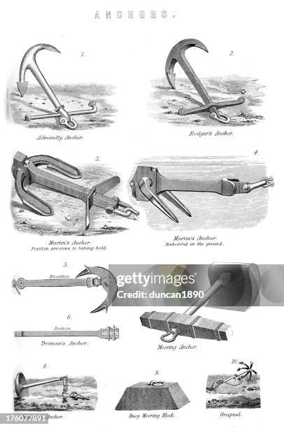ships anchors - vintage buoy stock illustrations