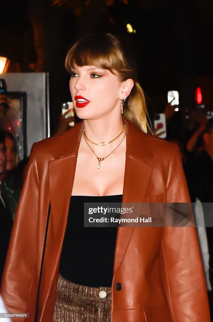 Taylor Swift is seen in the West Village on October 27, 2023 in New