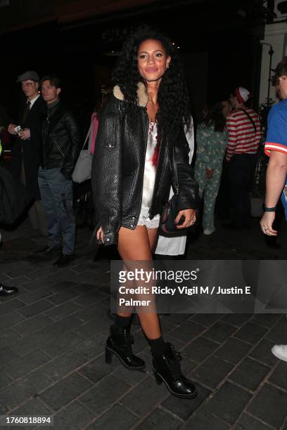 Vick Hope seen attending Hallowzeem Party at Gaucho to celebrate Halloween 2023 on October 27, 2023 in London, England.