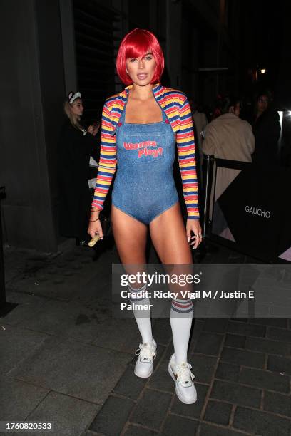 Arabella Chi seen attending Hallowzeem Party at Gaucho to celebrate Halloween 2023 on October 27, 2023 in London, England.