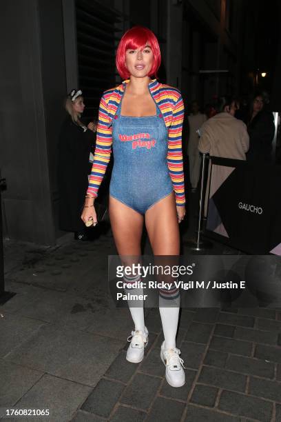 Arabella Chi seen attending Hallowzeem Party at Gaucho to celebrate Halloween 2023 on October 27, 2023 in London, England.