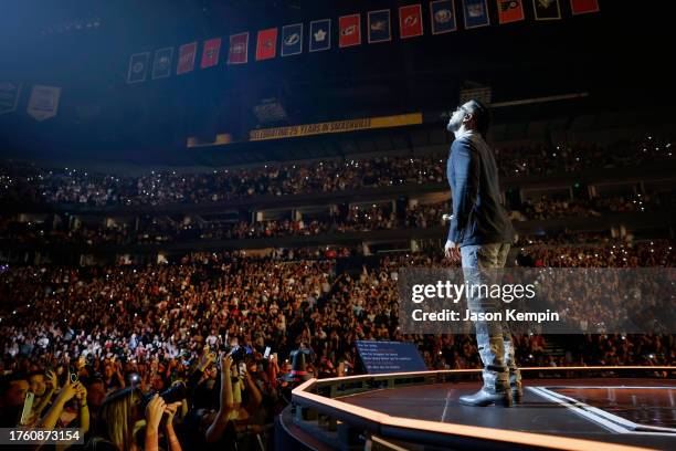 Romeo Santos performs at Bridgestone Arena on October 27, 2023 in Nashville, Tennessee.