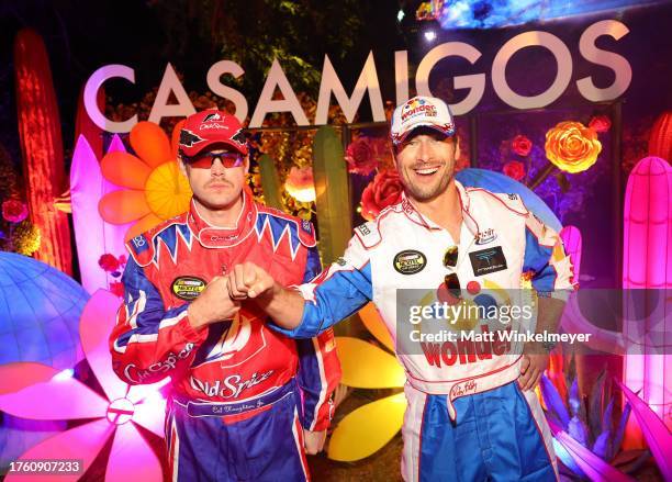 Chord Overstreet and Glen Powell attend the Annual Casamigos Halloween Party on October 27, 2023 in Los Angeles, California.