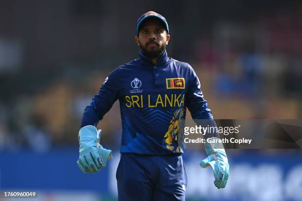Kusal Mendis of Sri Lanka during the ICC Men's Cricket World Cup India 2023 between England and Sri Lanka at M. Chinnaswamy Stadium on October 26,...