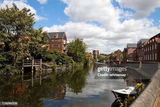 quayside and river wensum, norwich - norwich england stock pictures, royalty-free photos & images