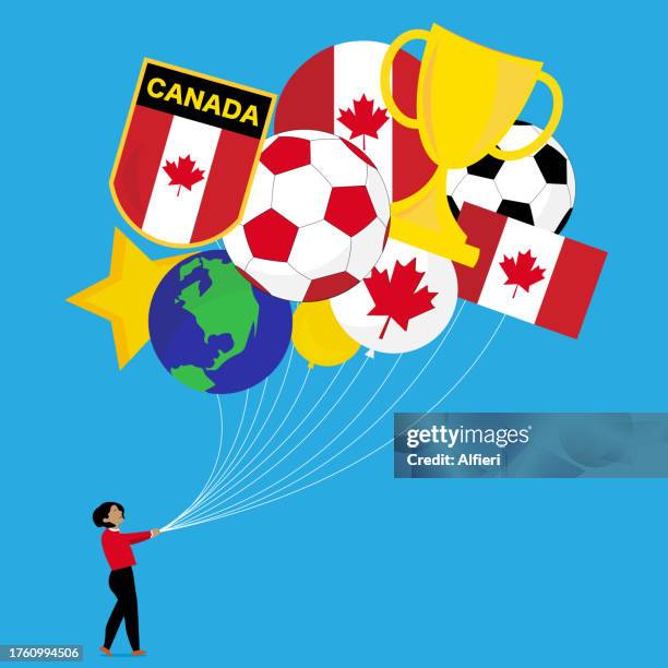 canada football balloons - international match stock illustrations