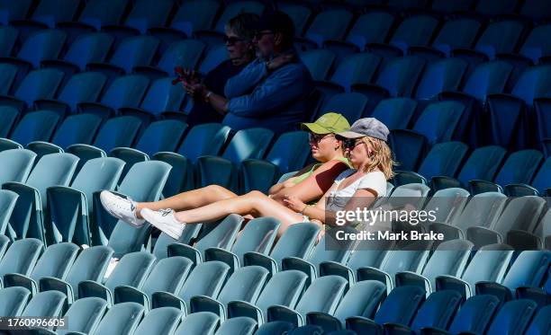 Spectators during the Sheffield Shield match between South Australia and Western Australia at Adelaide Oval, on October 28 in Adelaide, Australia.