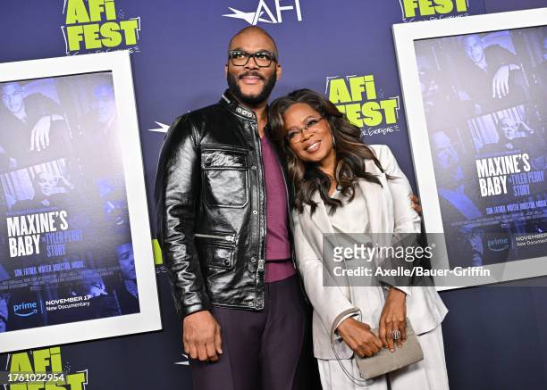 Tyler Perry and Oprah Winfrey attend the 2023 AFI Fest - Centerpiece Screening of "Maxine's Baby: The Tyler Perry Story" at TCL Chinese Theatre on...