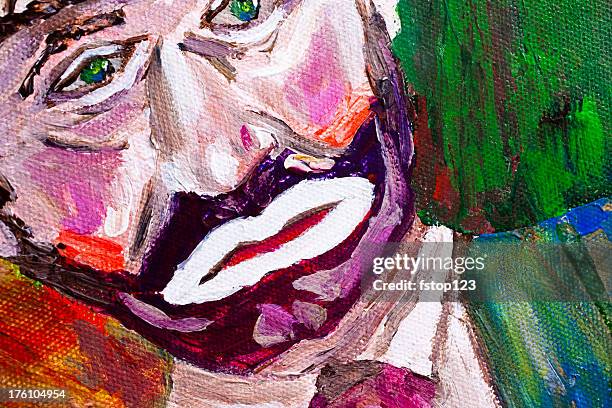 painting of a clown by the photographer - sad clown stock illustrations