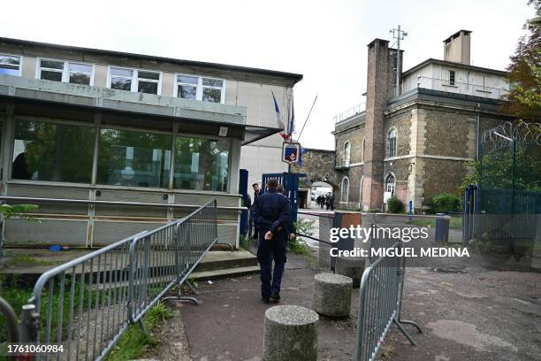 This photograph taken on November 2, 2023 shows the entrance of the 'Centre de Retention Administrative' , a migrant detention centre in Vincennes,...