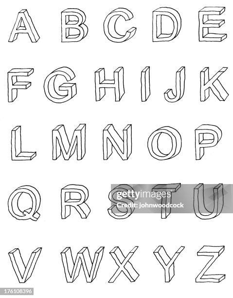 san serif capitals - hand lettering stock illustrations