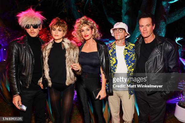 Austin Butler, Kaia Gerber, Cindy Crawford, Presley Gerber and Rande Gerber attend their Annual Casamigos Halloween Party on October 27, 2023 in Los...