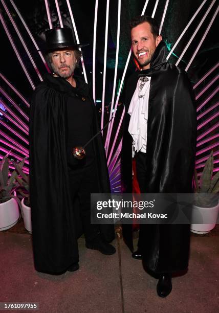 David Spade and guest attend the Annual Casamigos Halloween Party on October 27, 2023 in Los Angeles, California.